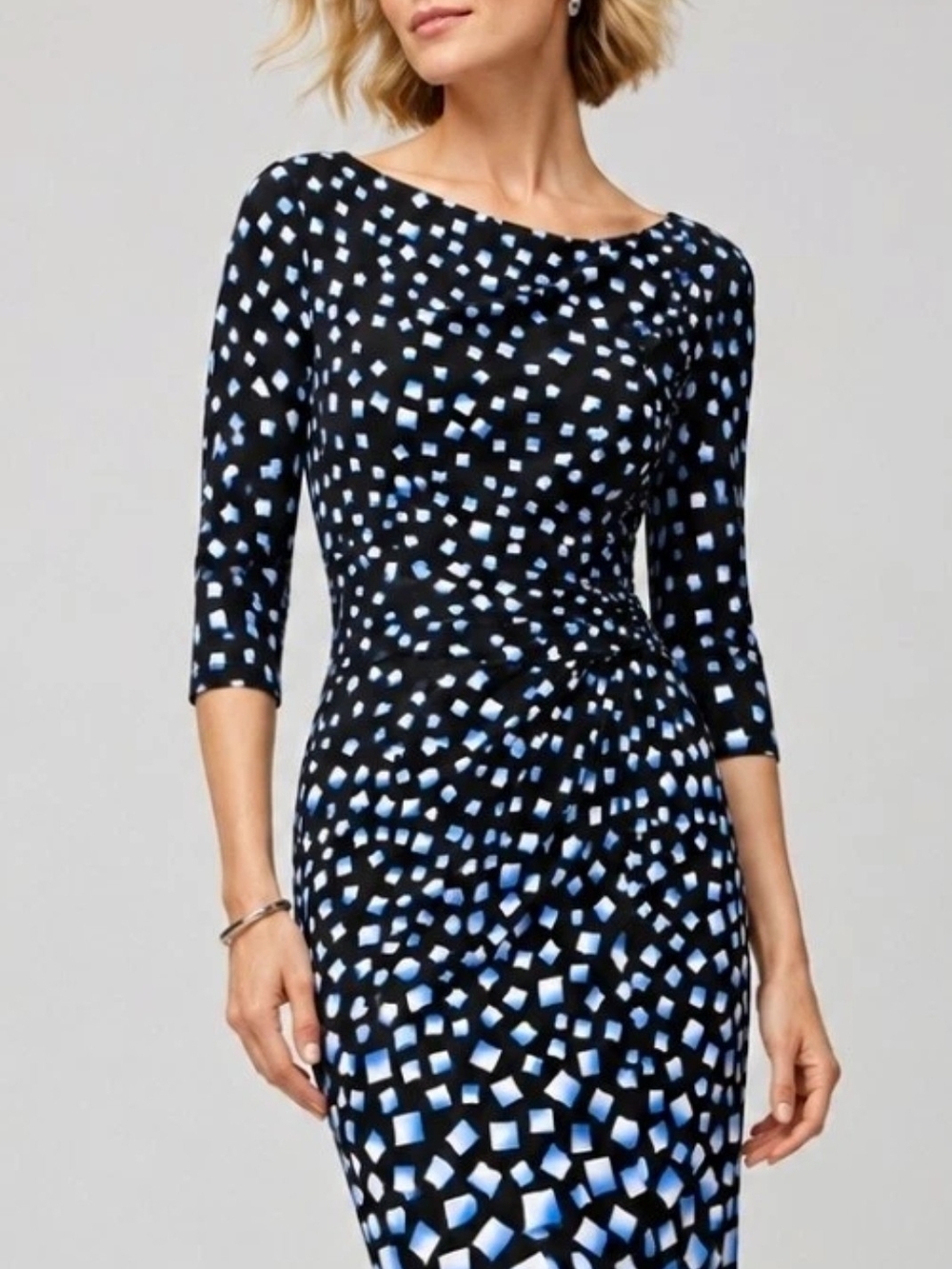 WHITE HOUSE BLACK MARKET GEOMETRIC DRESS SZ 8